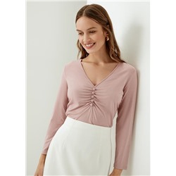 Блуза с драпировкой розовая ELIS
