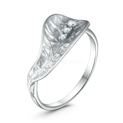 Кольцо из серебра с фианитами родированное - Лист К50260_001р