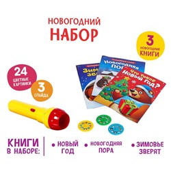 Игровой набор с проектором «Новогодние истории», свет, 3 сказки, в пакете