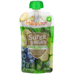 Happy Family Organics, Happy Tot, Super Bellies, органические бананы, шпинат и черника, 4 унции (113 г)