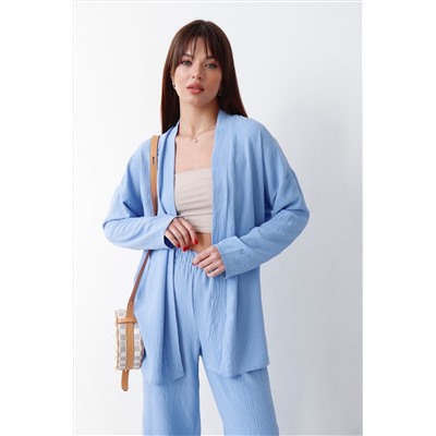 9163 Костюм из кимоно и брюк-палаццо голубой (остаток: 40)