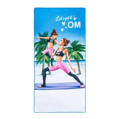 Полотенце пляжное в сумке Этель «Yoga mom» 70х140 см, микрофибра