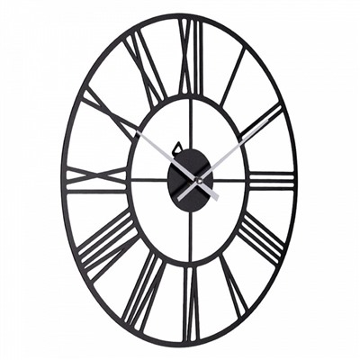 Часы настенные интерьерные из металла "Классика", бесшумные, d-40 см, чёрные, АА