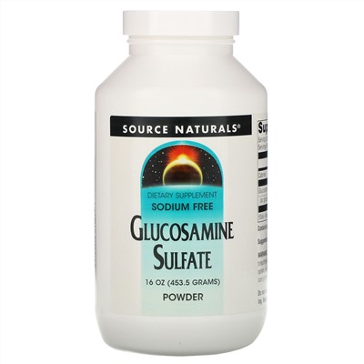 Source Naturals, Сульфат глюкозамина в порошке, без натрия, 16 унций (453.6 г)