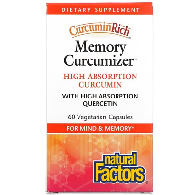 Natural Factors, CurcuminRich, Memory Curcumizer, 60 растительных капсул
