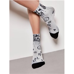 Носки женские CONTE FANTASY Плотные носки с черным мыском и рисунком «Stay»
