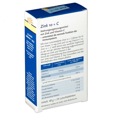 Zink (Цинк) 10 + C Lutschtabletten 24 шт