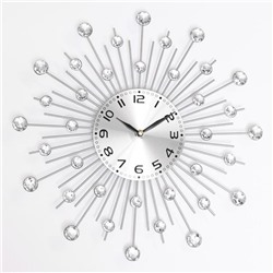 Часы настенные, серия: Ажур, "Кристалы", плавный ход, d-35 см, циферблат 13 см
