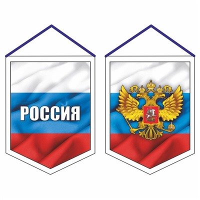 Вымпел "Россия", 75 х 100 мм, двусторонний