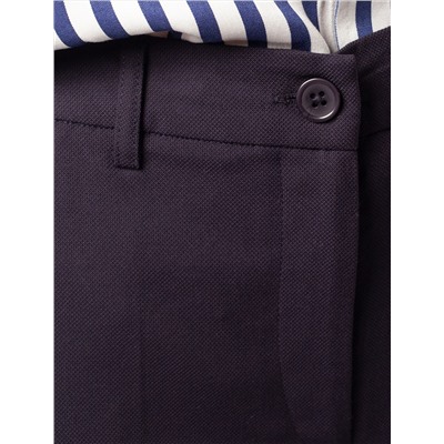 Прямые брюки из летней эластичной поливискозы с фактурой темно-синий