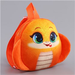 Рюкзак детский "Смешная змейка", плюшевый, цвет оранжевый