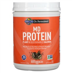 Garden of Life, MD Protein, Лосось из растений и экологически чистых продуктов, насыщенный шоколад, 24,19 унции (686 г)