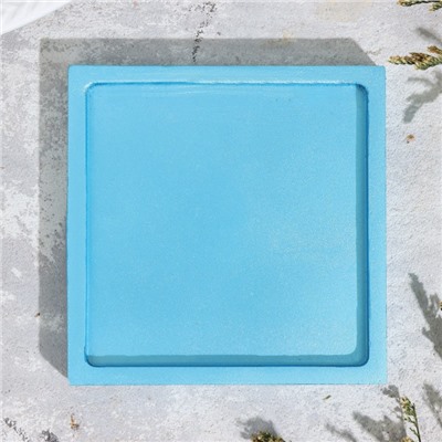 Подсвечник квадратный из гипса,10х1,5см,голубой
