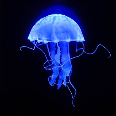 Декор для аквариума "Медуза" силиконовая, с неоновым эффектом, 10 х 10 х 20,5 см, синяя