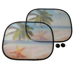 Шторки солнцезащитные на боковые стекла AutoStandart, 2 шт, 44 х 36 см, Пляж