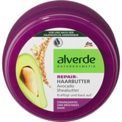 Alverde NATURKOSMETIK Repair-Haarbutter Avocado Sheabutter Натуральное Восстанавливающее Крем-масло для волос с маслом Авокадо и маслом Ши, 200 мл