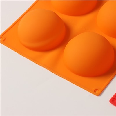 УЦЕНКА Форма силиконовая для выпечки Доляна «Полусфера», 27×18×3,5 см, 6 ячеек, d=7 см, 3,5 см, цвет МИКС