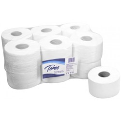 Туалетная бумага в рулонах Teres (Терес) mini Эконом T-0025, 1-слойная, h=95, d=17, 200 м