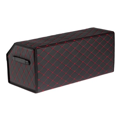 Органайзер кофр в багажник автомобиля, саквож 68×32×30 см, экокожа, с красной строчкой