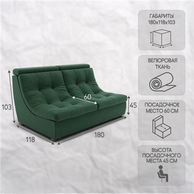 Прямой диван «Монако 1», ППУ, механизм венеция, велюр, цвет квест 010