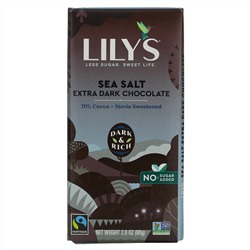 Lily's Sweets, темный шоколад, с морской солью, 70% какао, 80 г (2,8 унции)