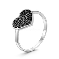 Кольцо женское из серебра с натуральной шпинелью родированное - Сердце К-7605р416