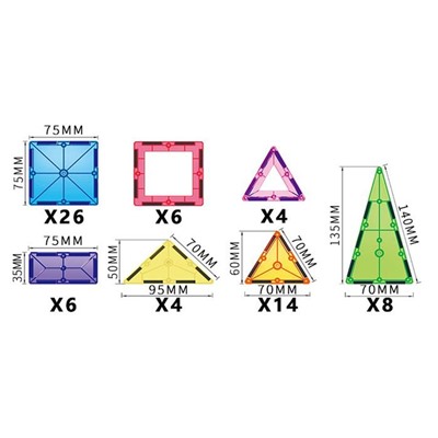 Конструктор магнитный «Геометрические фигуры», 68 деталей