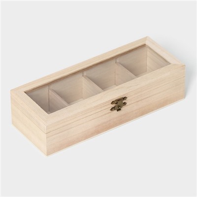 Ящик для хранения чайных пакетиков «Ахмадабад», 4 ячейки, 25×10×6,5 см