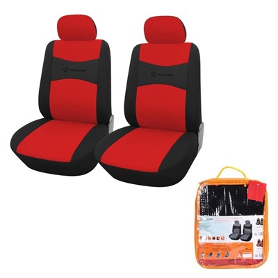 Чехлы для сидений универсальные RS-2, на передние сиденья, полиэстер, черный/красный